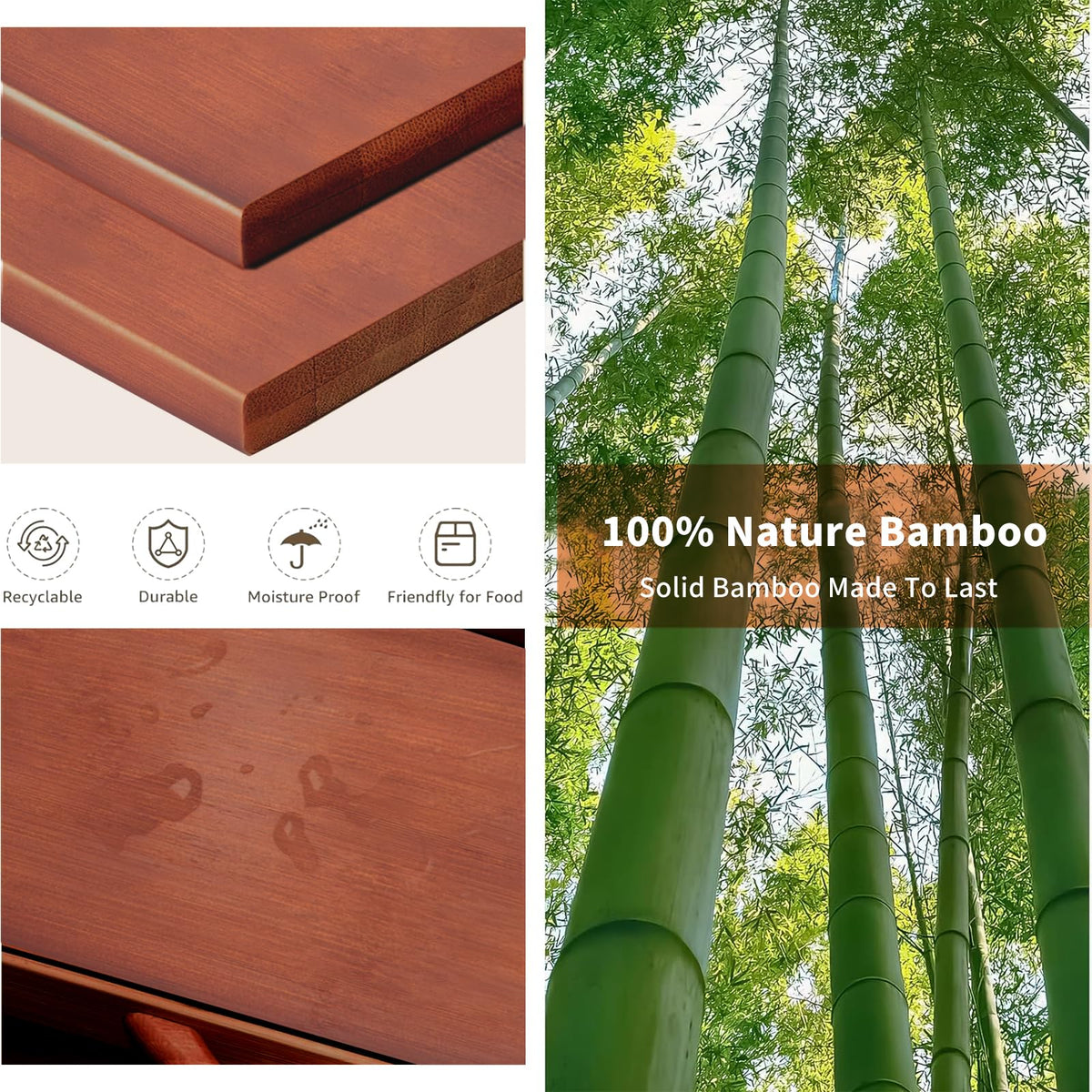 Large Double Layer Bamboo Bread Box with Clear Window O824860