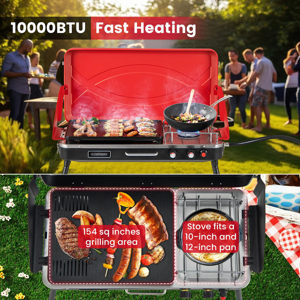 2-Burner Camping Stove with Removable Leg Stand F1747