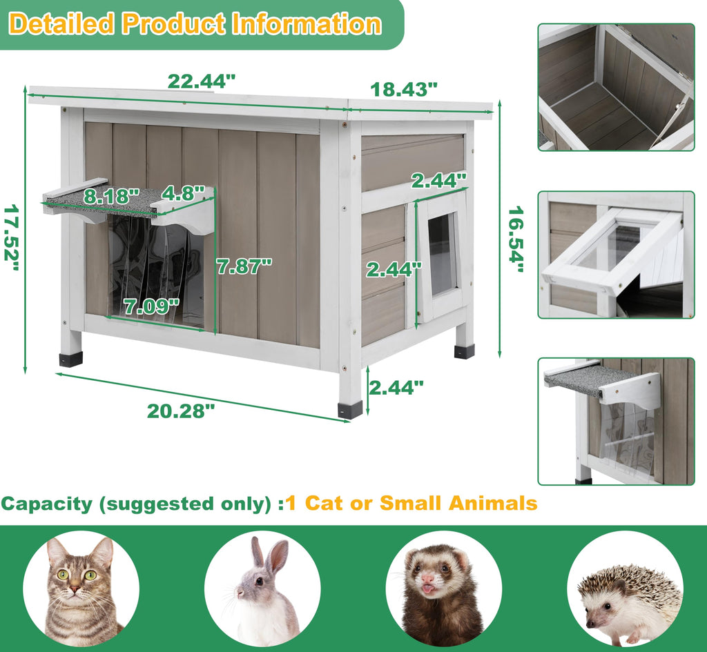 Weatherproof Outdoor Cat House Y589