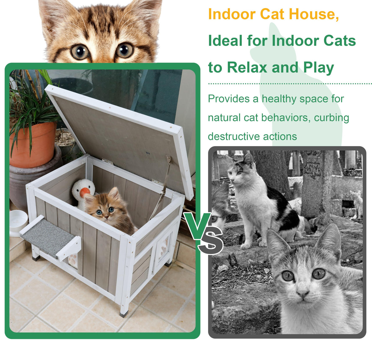 Weatherproof Outdoor Cat House Y589
