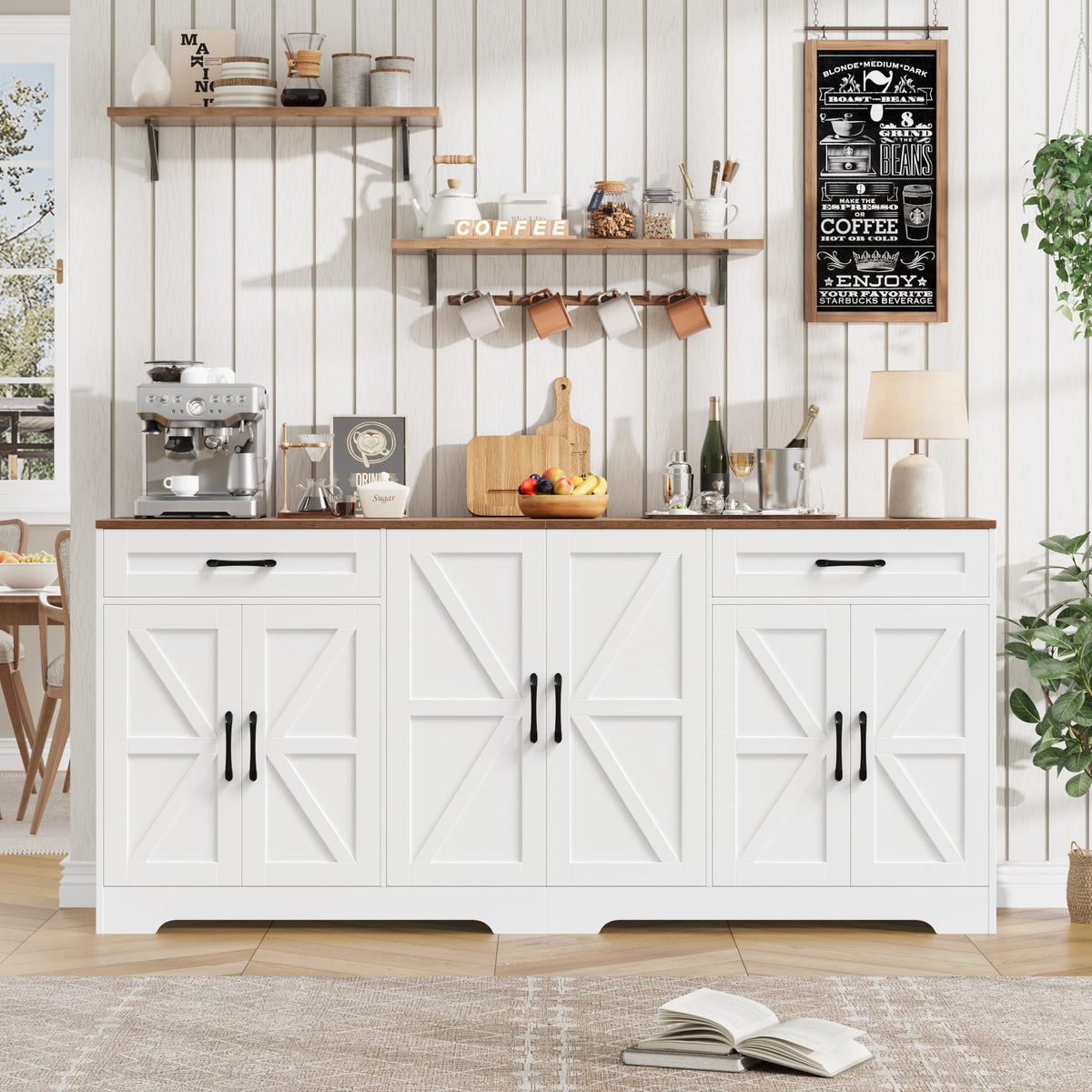 71” Large Kitchen Buffet Cabinet with Adjustable Shelves X879