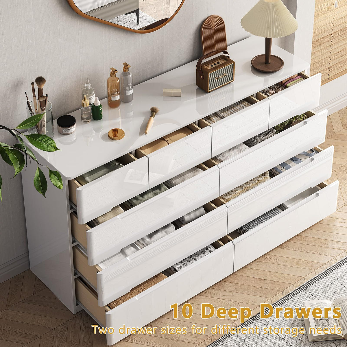 White 10 Drawer Dresser P9892