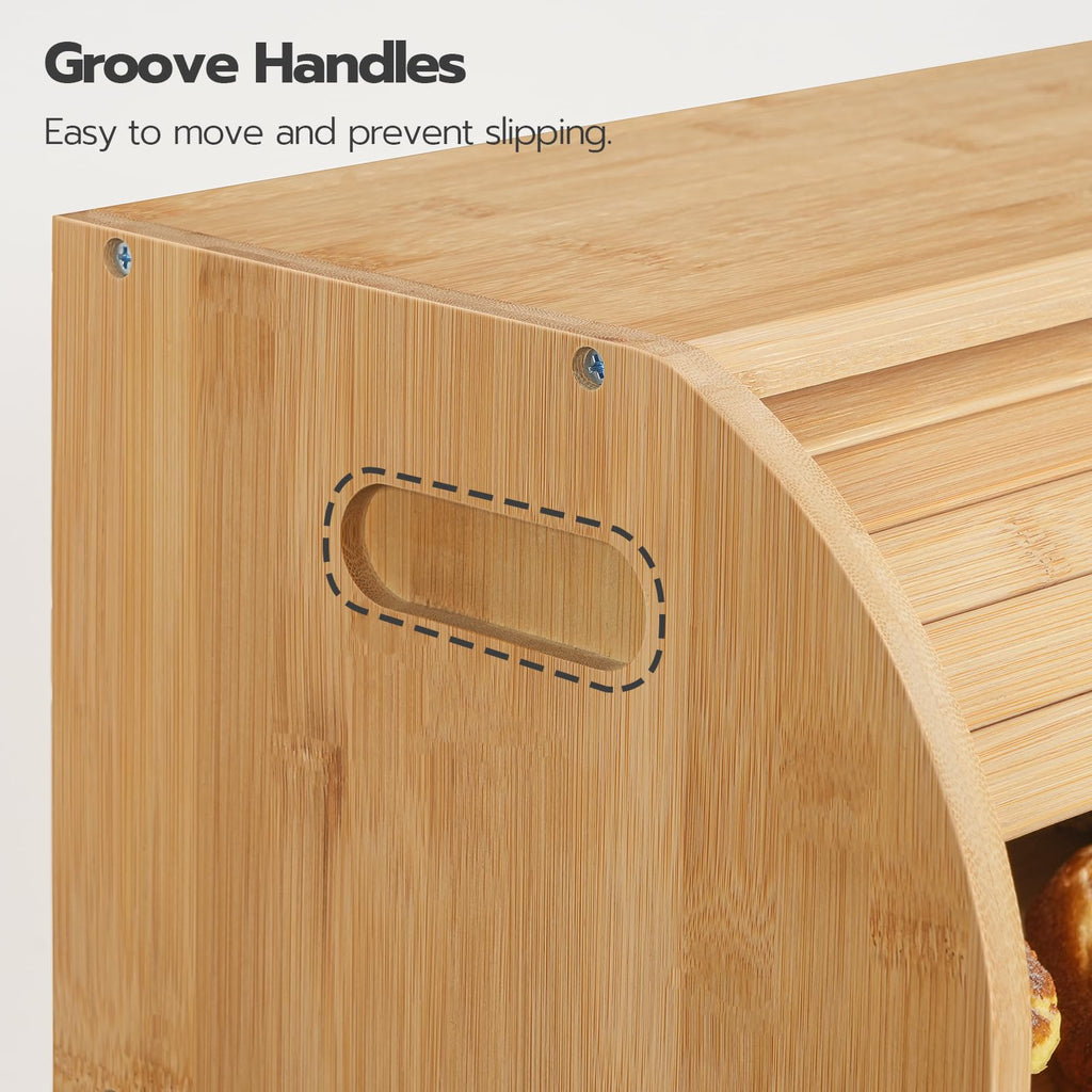 Bamboo 2 Tier Roll-Top Bread Box J15619