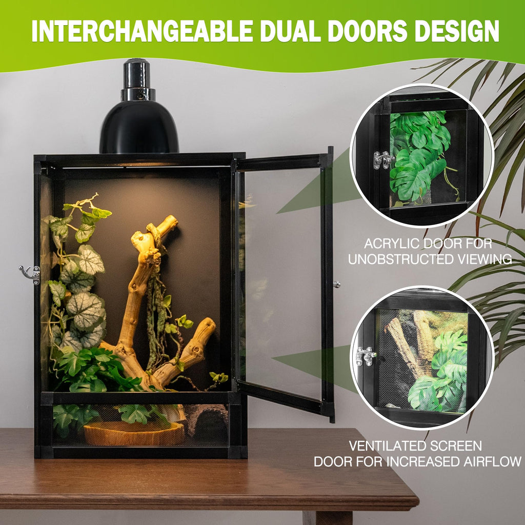 12"x12"x18" PVC Reptile Terrarium with Screen & Acrylic Doors E494253