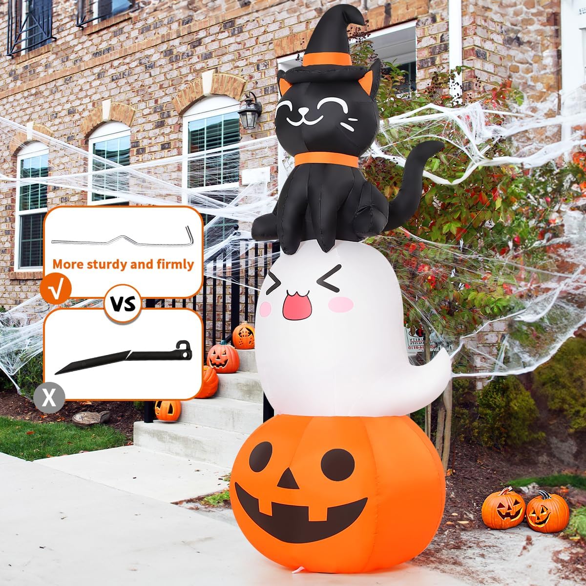 6 FT Halloween Inflatables Pumpkin Ghost Cat Outdoor Decorations L131