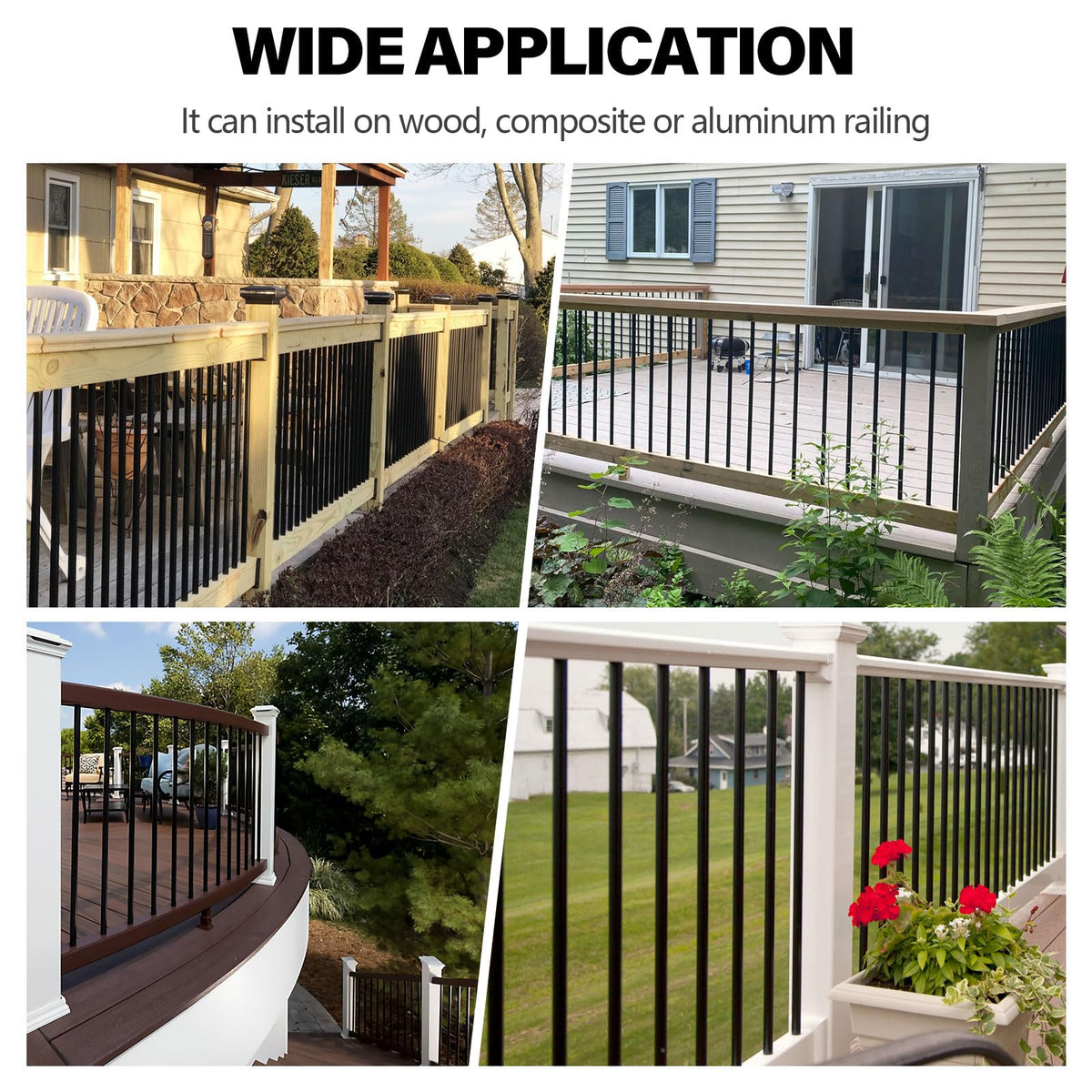 101 Pack 36" Round Black Aluminum Deck Balusters O832