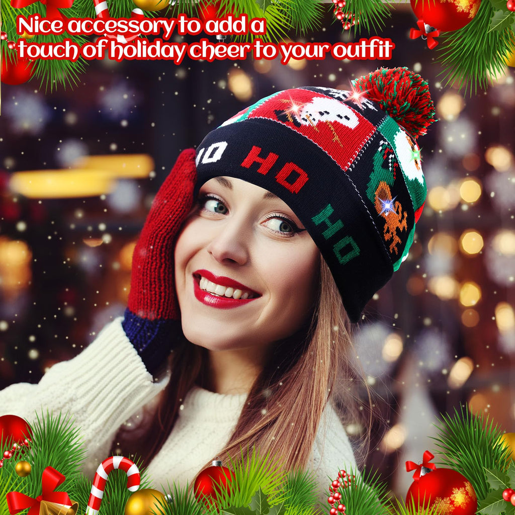 Light Up Christmas Hats Bulk LED Beanies Q251