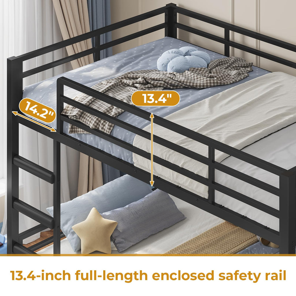 Black Bunk Bed with Bookshelves and Storage Drawers V8448