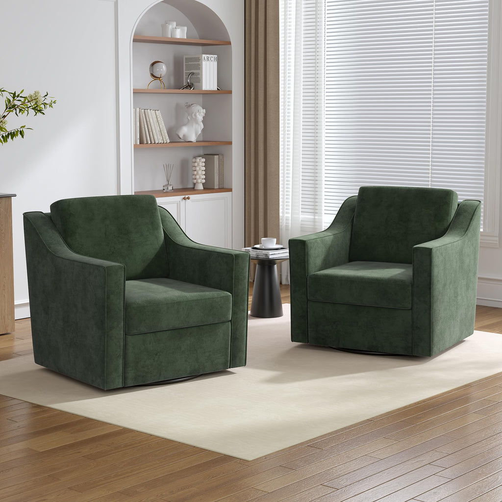 Green Swivel Accent Chairs Set of 2 X29590