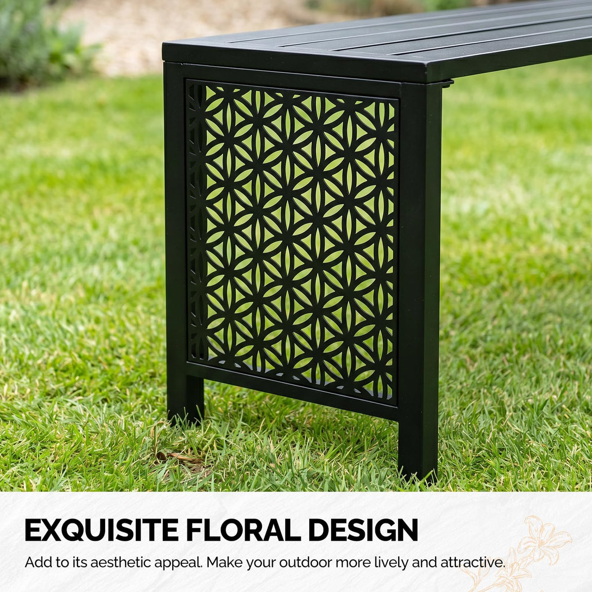Black Metal Outdoor Bench D86741
