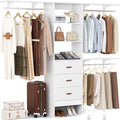 8FT White Wood Closet Organizer System with Drawer U47059