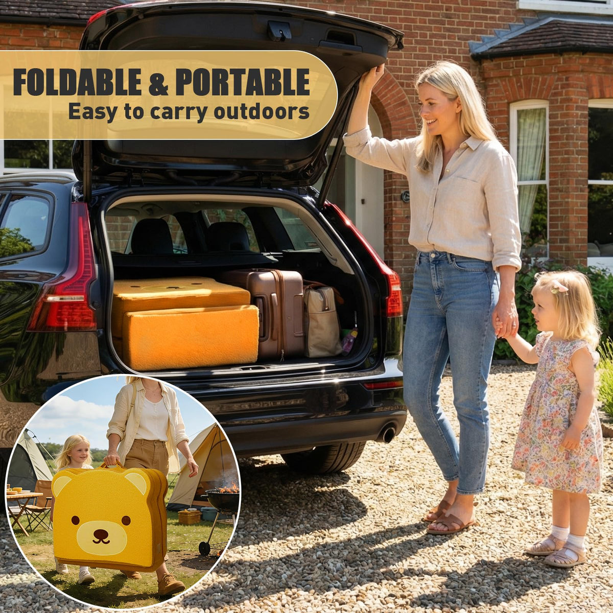 Portable Foldable Toddler Travel Bed with Safety Rail C8258