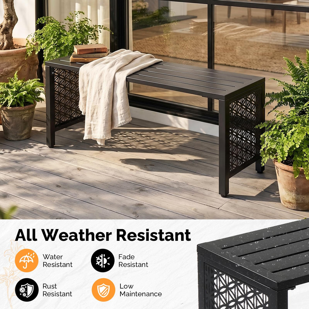 Black Metal Outdoor Bench D86741