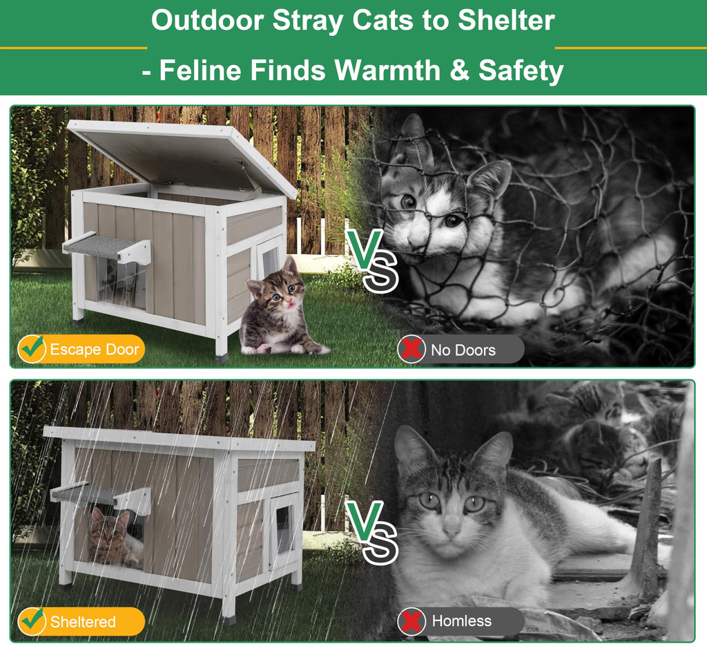Weatherproof Outdoor Cat House Y589