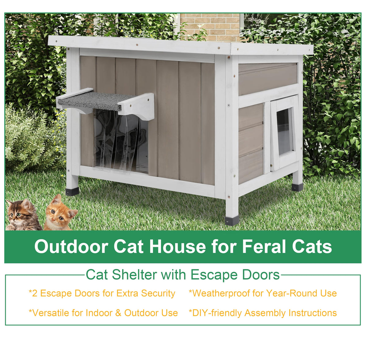 Weatherproof Outdoor Cat House Y589