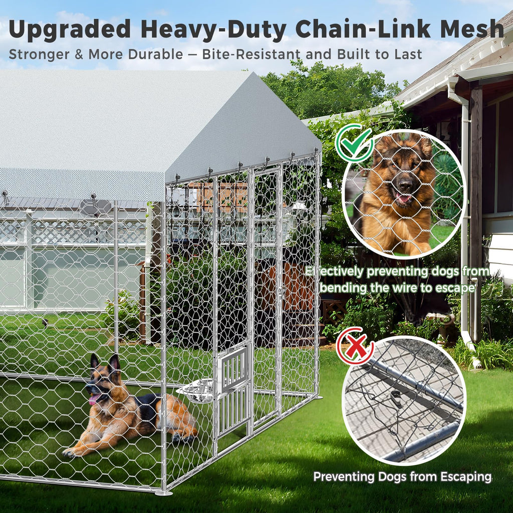 20×10×5.6FT Outdoor Dog Kennel with Bowls L539659