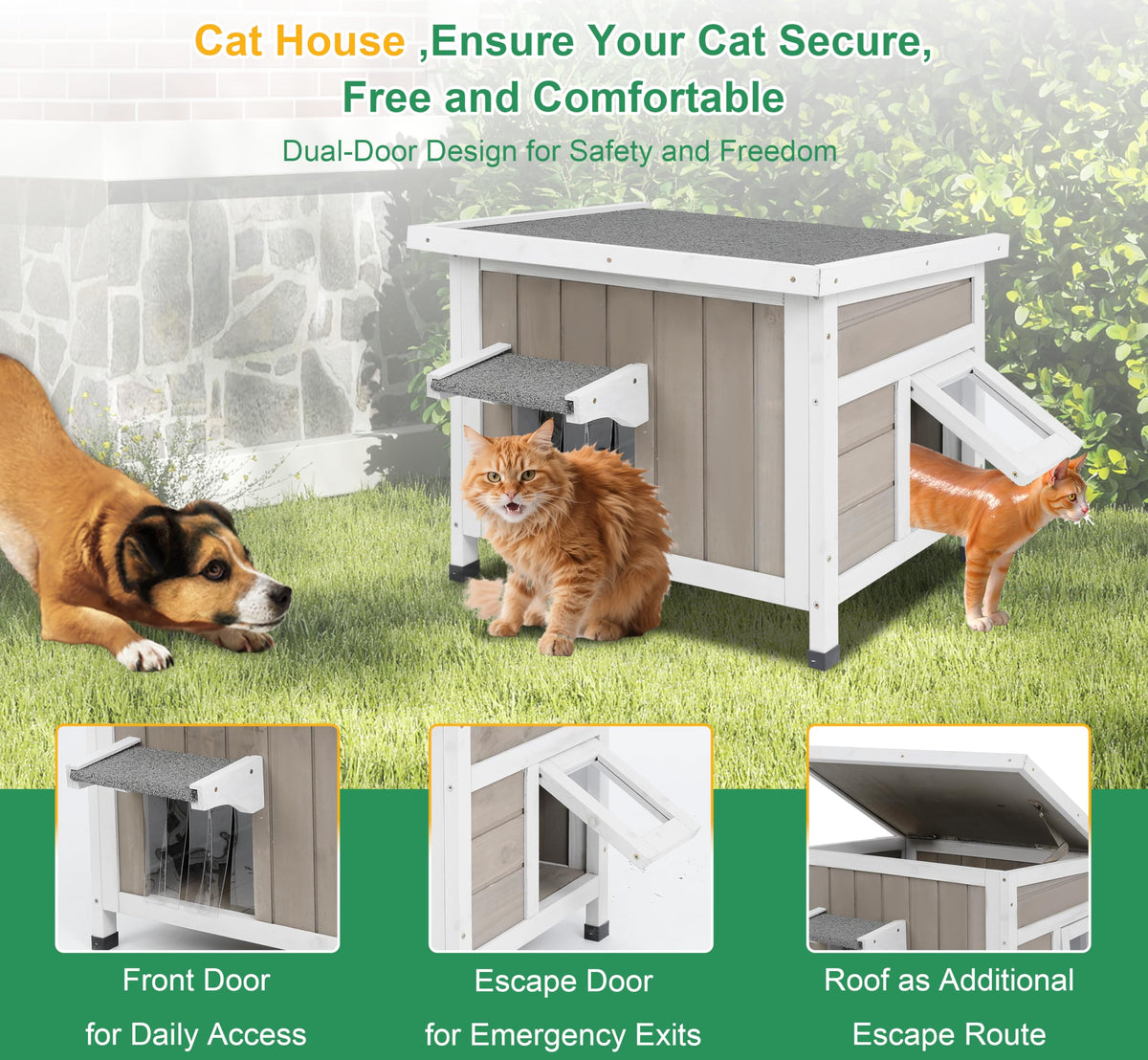 Weatherproof Outdoor Cat House Y589