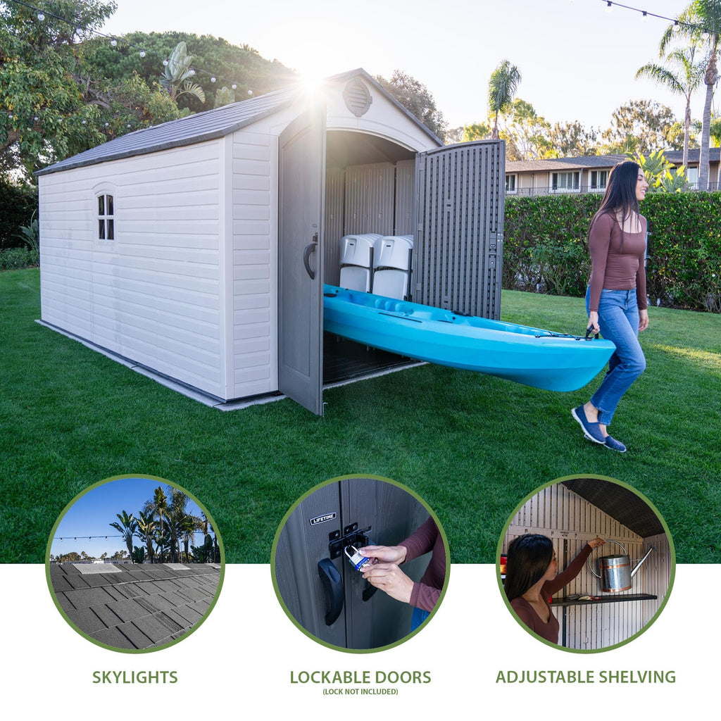 8x15 Ft Desert Sand Resin Outdoor Storage Shed H38105