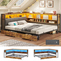 Full Size Corner Bed Frame with Storage and Drawers N556