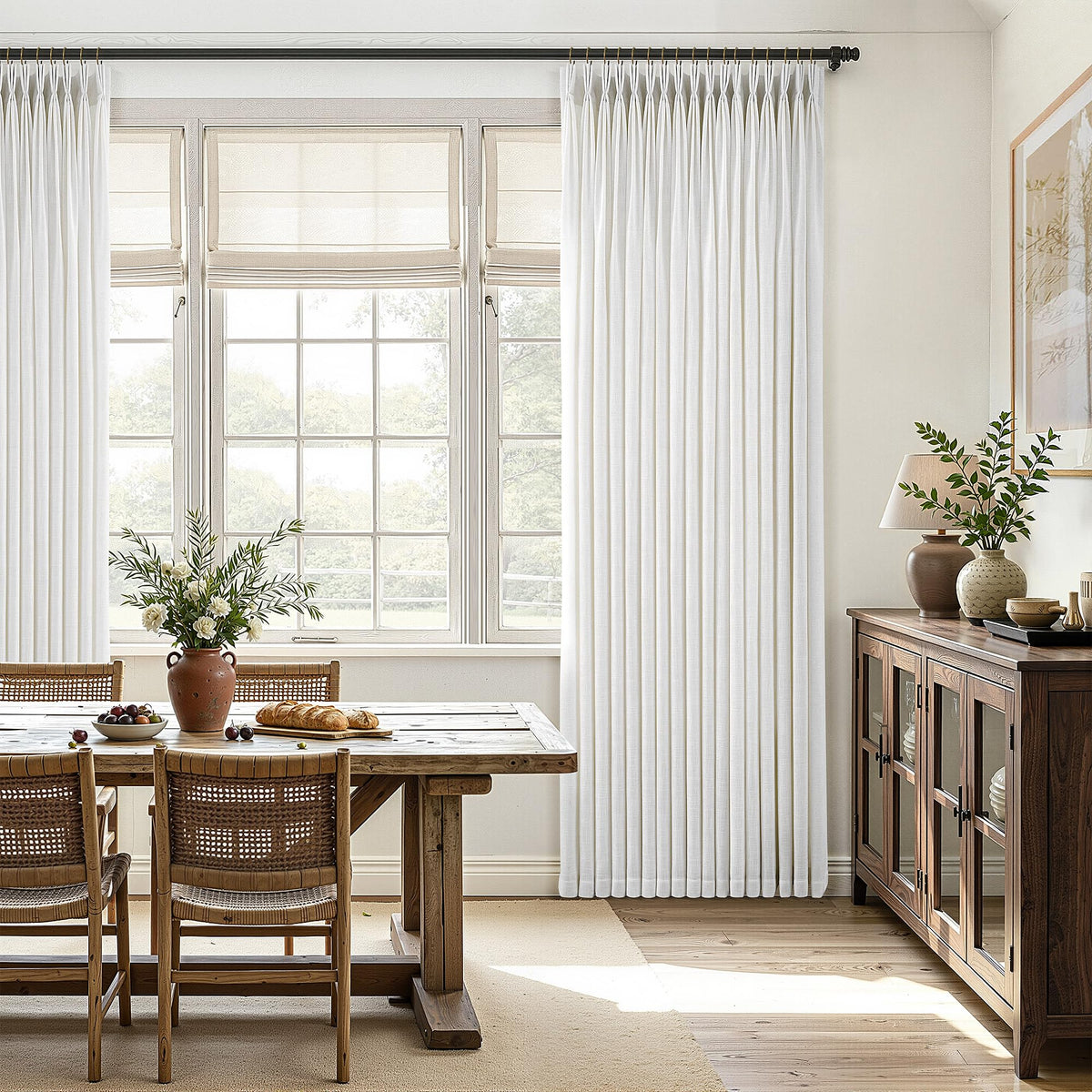 60 Inch Extra Wide Pinch Pleated Linen Curtains 90 Inch Length A8214