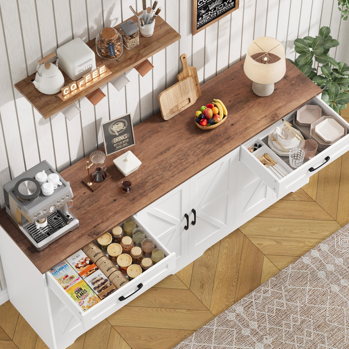 71” Large Kitchen Buffet Cabinet with Adjustable Shelves X879