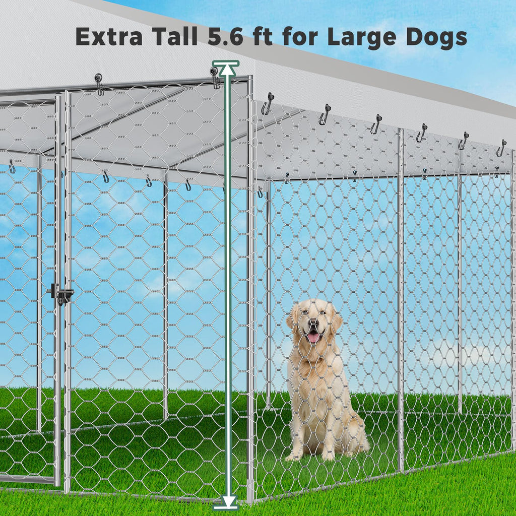 20×10×5.6FT Outdoor Dog Kennel with Bowls L539659