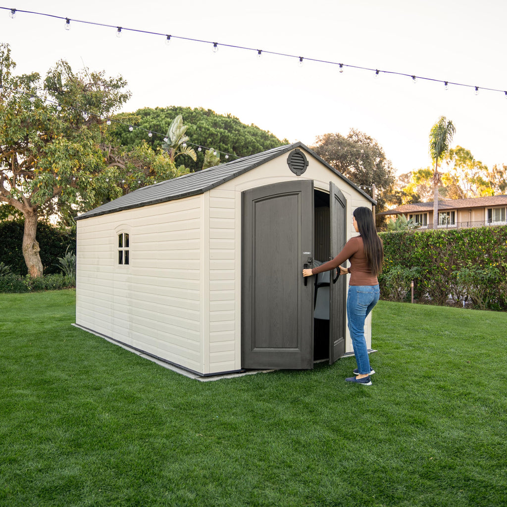 8x15 Ft Desert Sand Resin Outdoor Storage Shed H38105