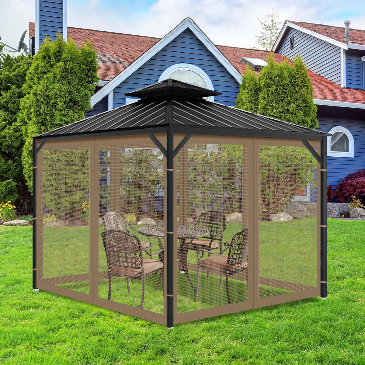 Brown Gazebo Mosquito Netting Z224