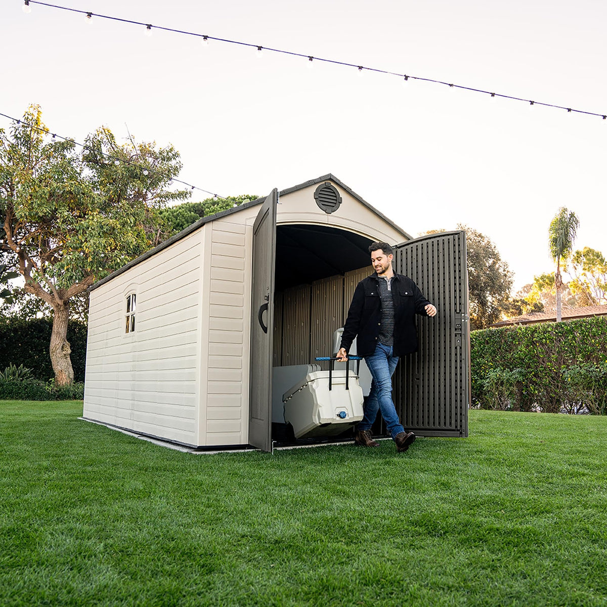 8x15 Ft Desert Sand Resin Outdoor Storage Shed H38105