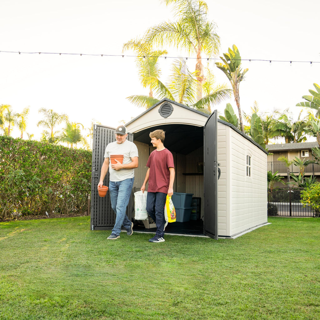 8x15 Ft Desert Sand Resin Outdoor Storage Shed H38105